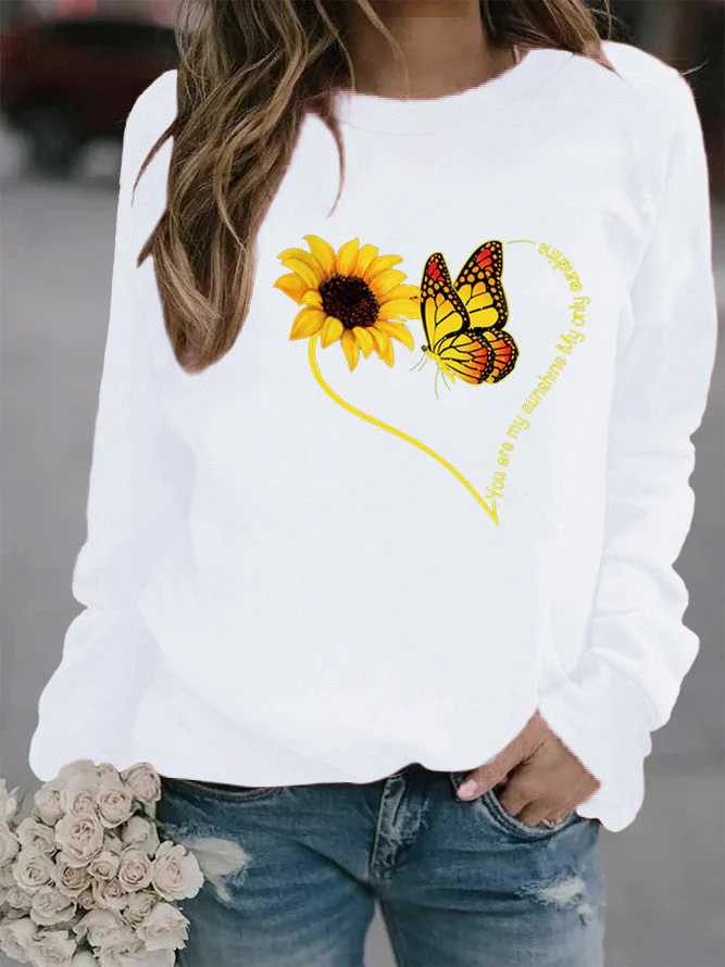 Damen Sweatshirt mit grafischem Schmetterlings- und Sonnenblumenmotiv - Image 6