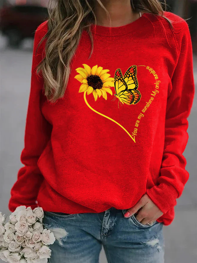 Damen Sweatshirt mit grafischem Schmetterlings- und Sonnenblumenmotiv - Image 7