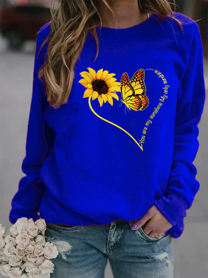 Damen Sweatshirt mit grafischem Schmetterlings- und Sonnenblumenmotiv - Image 9