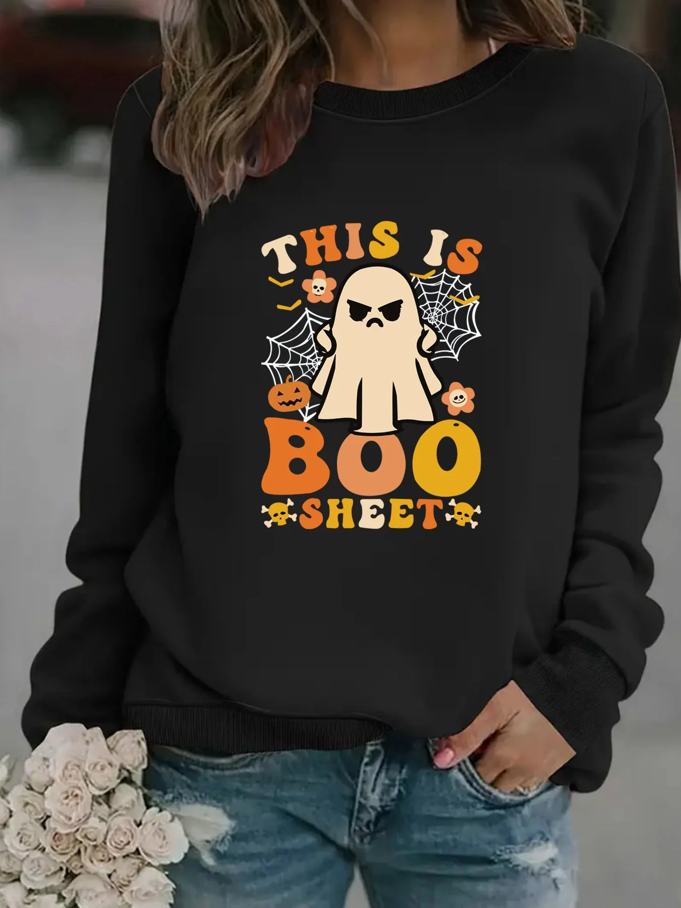 Damen Sweatshirt mit herbstlichem Geist-Print und lässigem Schnitt - Image 10