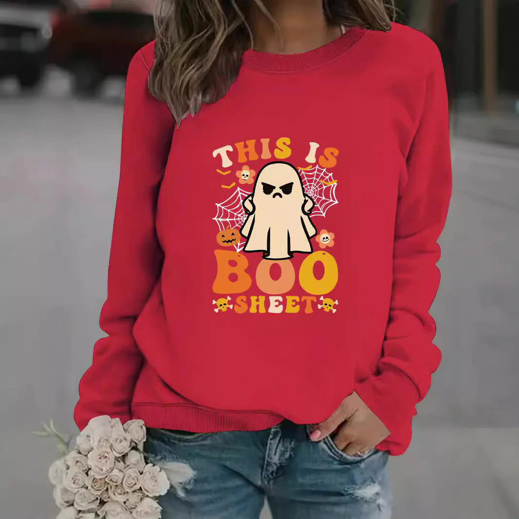 Damen Sweatshirt mit herbstlichem Geist-Print und lässigem Schnitt - Image 3