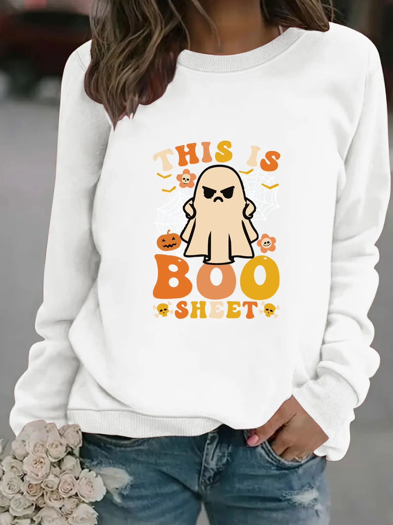 Damen Sweatshirt mit herbstlichem Geist-Print und lässigem Schnitt - Image 5