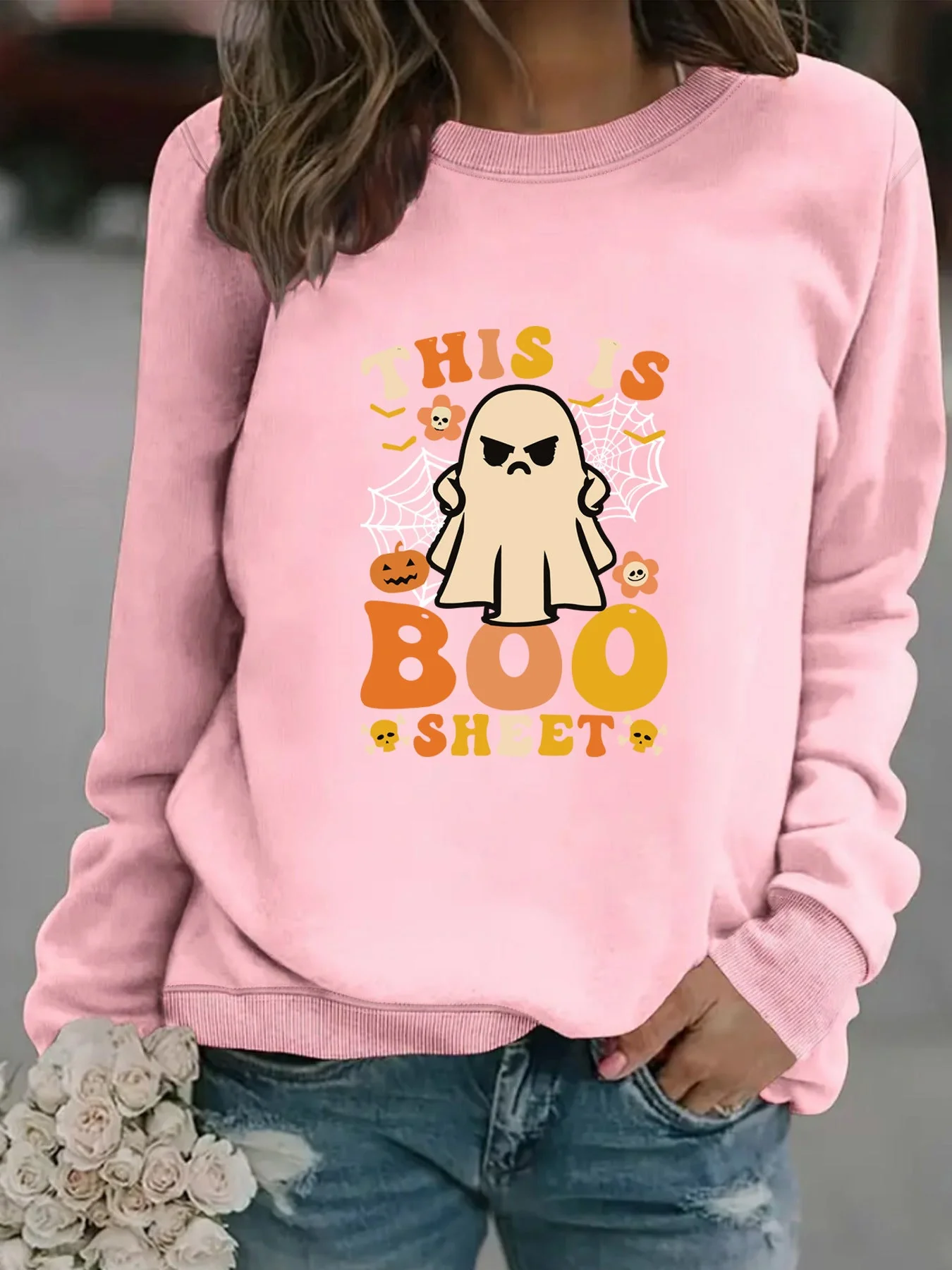 Damen Sweatshirt mit herbstlichem Geist-Print und lässigem Schnitt - Image 6