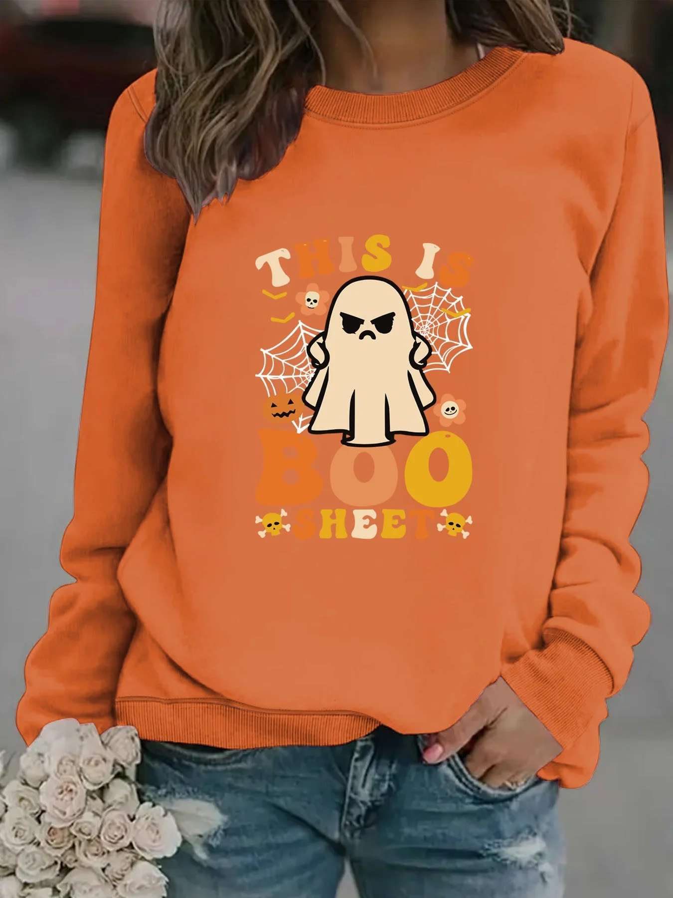 Damen Sweatshirt mit herbstlichem Geist-Print und lässigem Schnitt - Image 8
