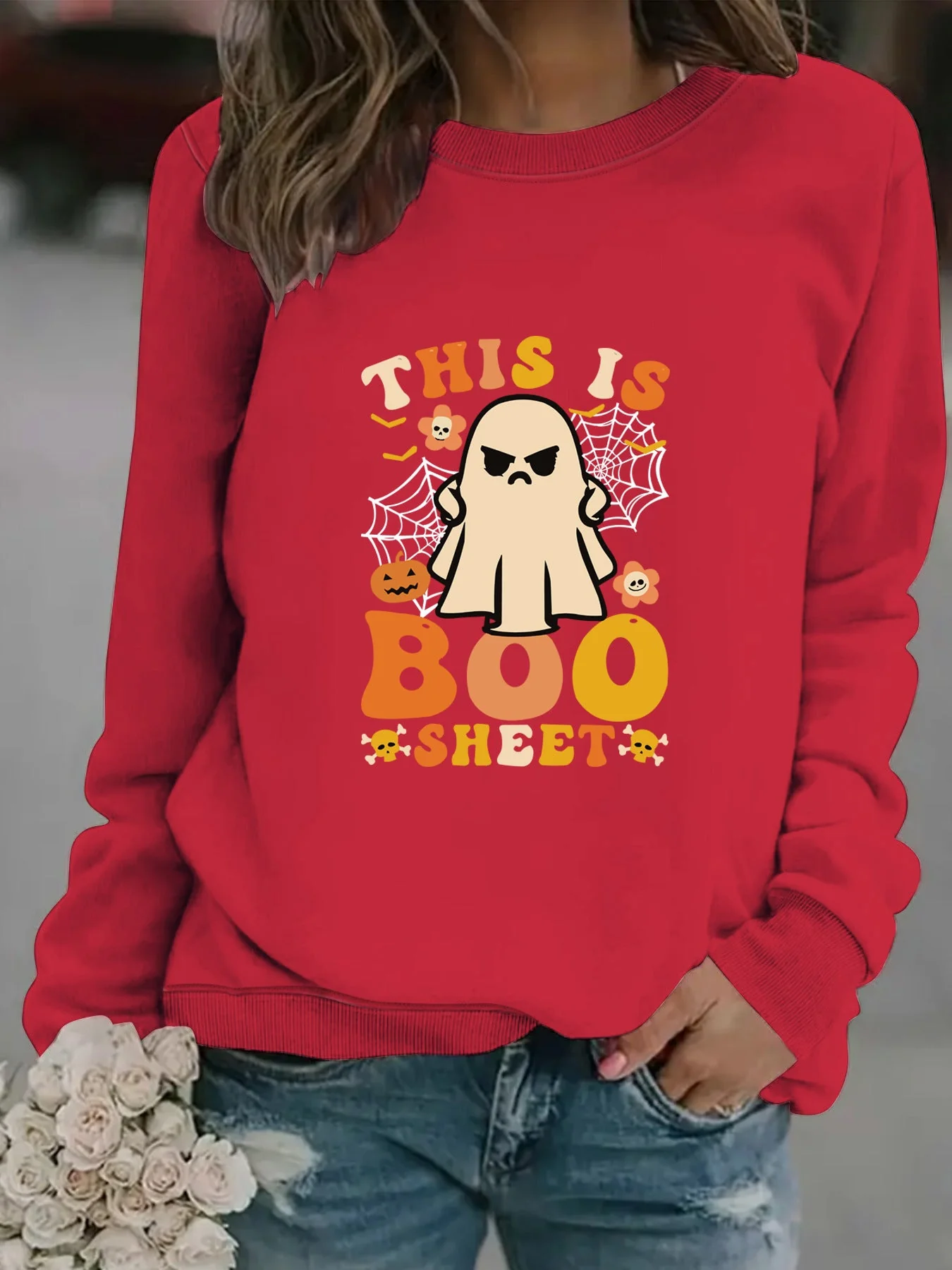 Damen Sweatshirt mit herbstlichem Geist-Print und lässigem Schnitt - Image 9