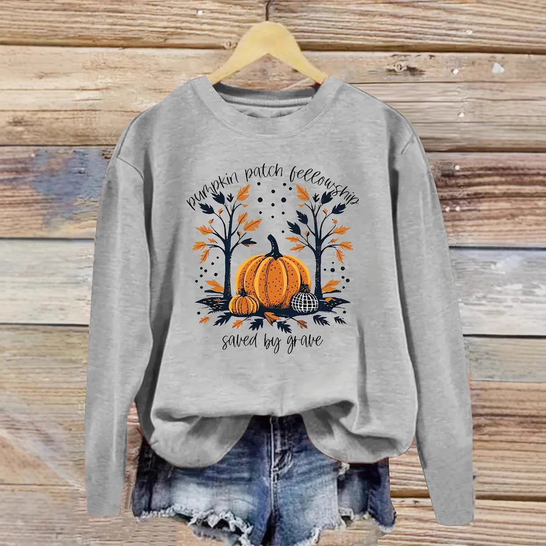 Damen Sweatshirt mit herbstlichem Kürbis-Motiv und lässigem Schnitt - Image 2