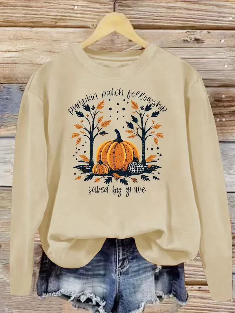 Damen Sweatshirt mit herbstlichem Kürbis-Motiv und lässigem Schnitt - Image 5