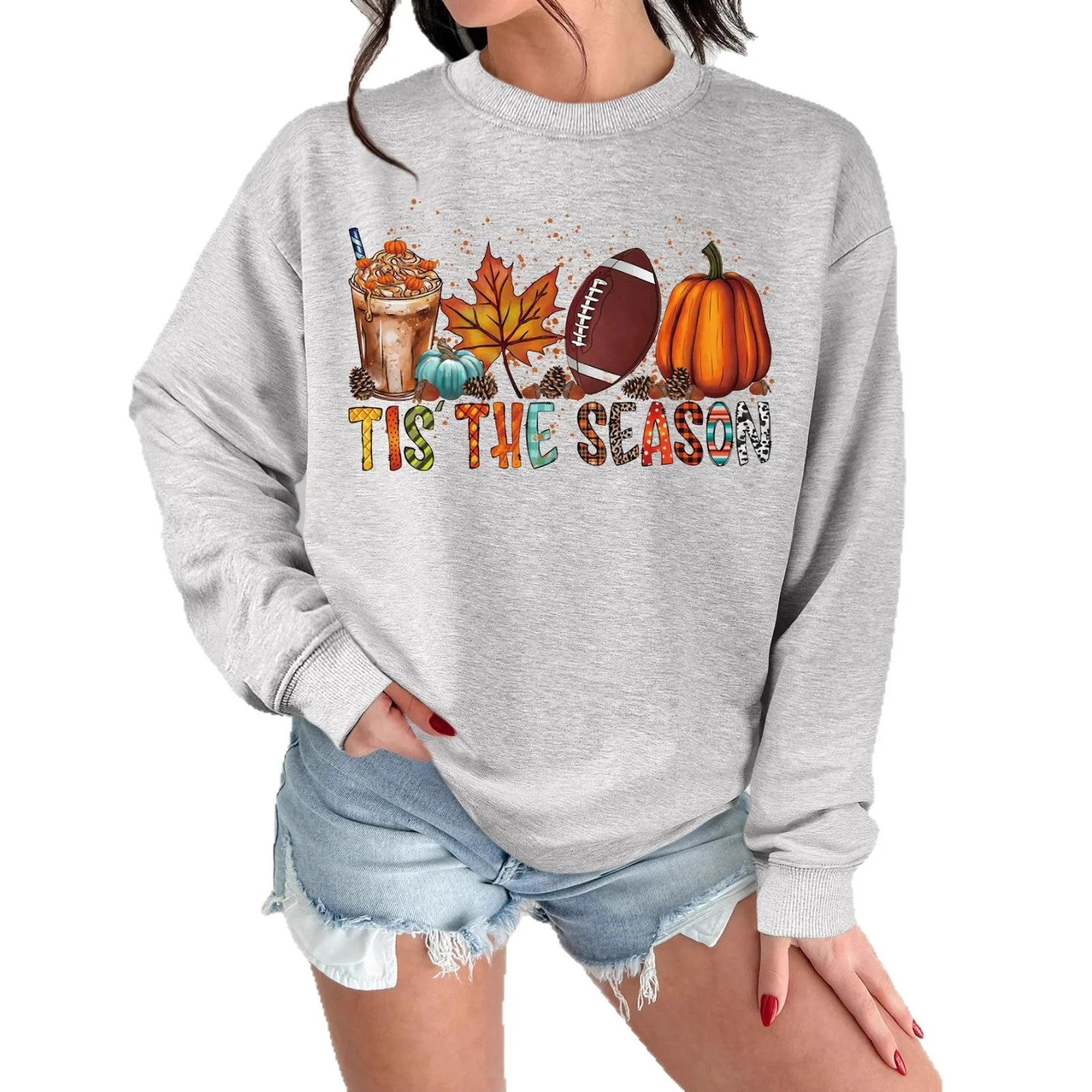 Damen Sweatshirt mit herbstlichem Motiv und lässigem Schnitt - Image 4