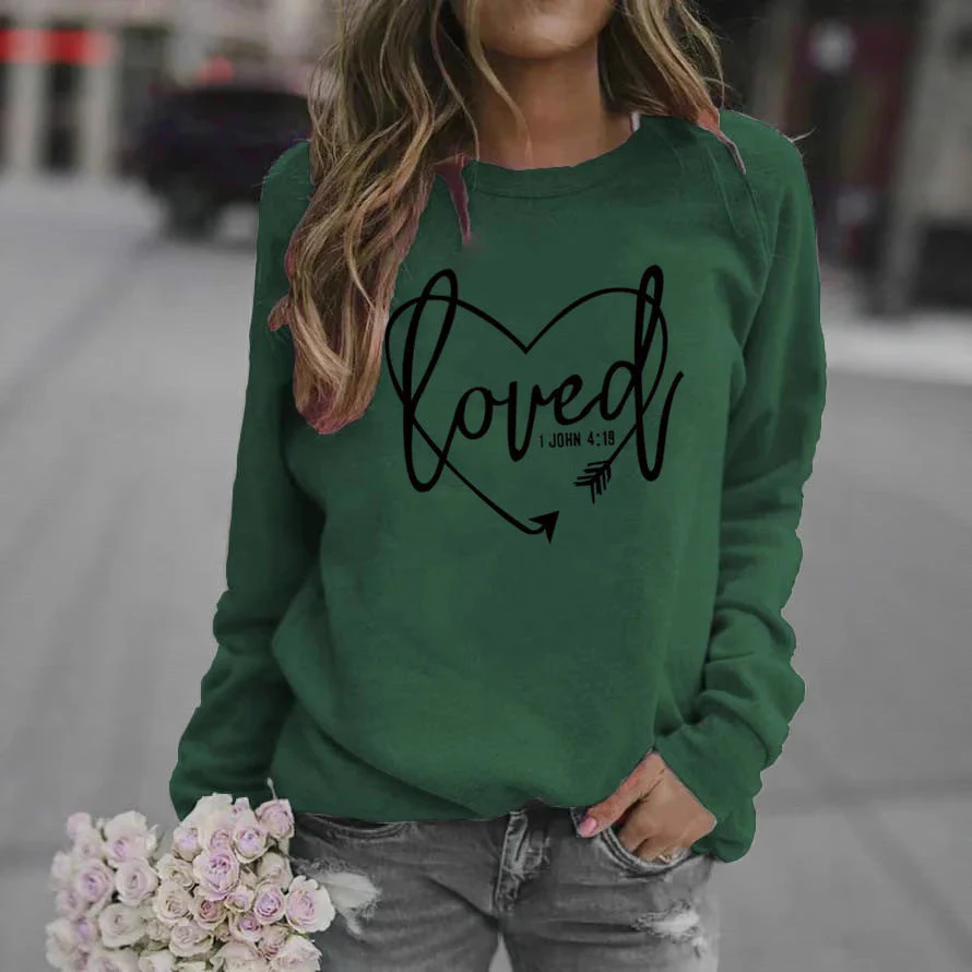 Damen Sweatshirt mit herzförmigem Aufdruck und inspirierender Botschaft