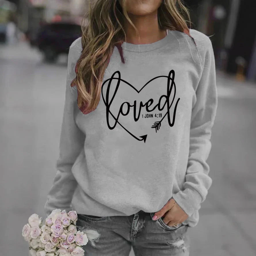 Damen Sweatshirt mit herzförmigem Aufdruck und inspirierender Botschaft - Image 2