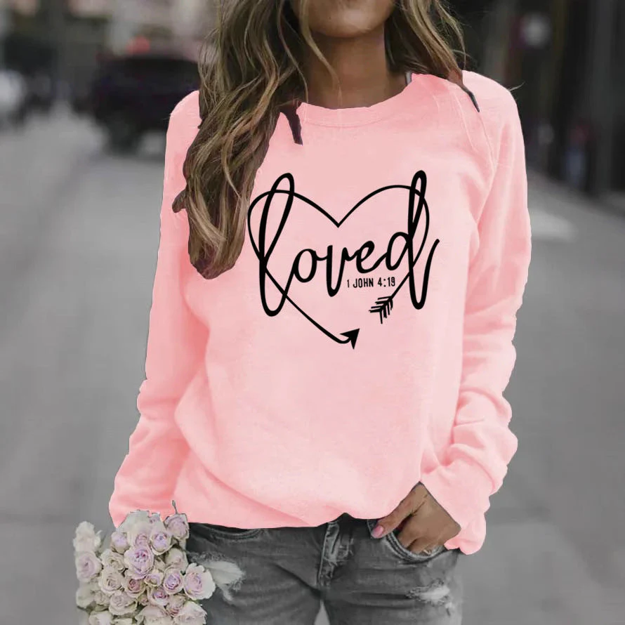 Damen Sweatshirt mit herzförmigem Aufdruck und inspirierender Botschaft - Image 3