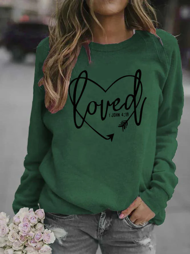 Damen Sweatshirt mit herzförmigem Aufdruck und inspirierender Botschaft - Image 5