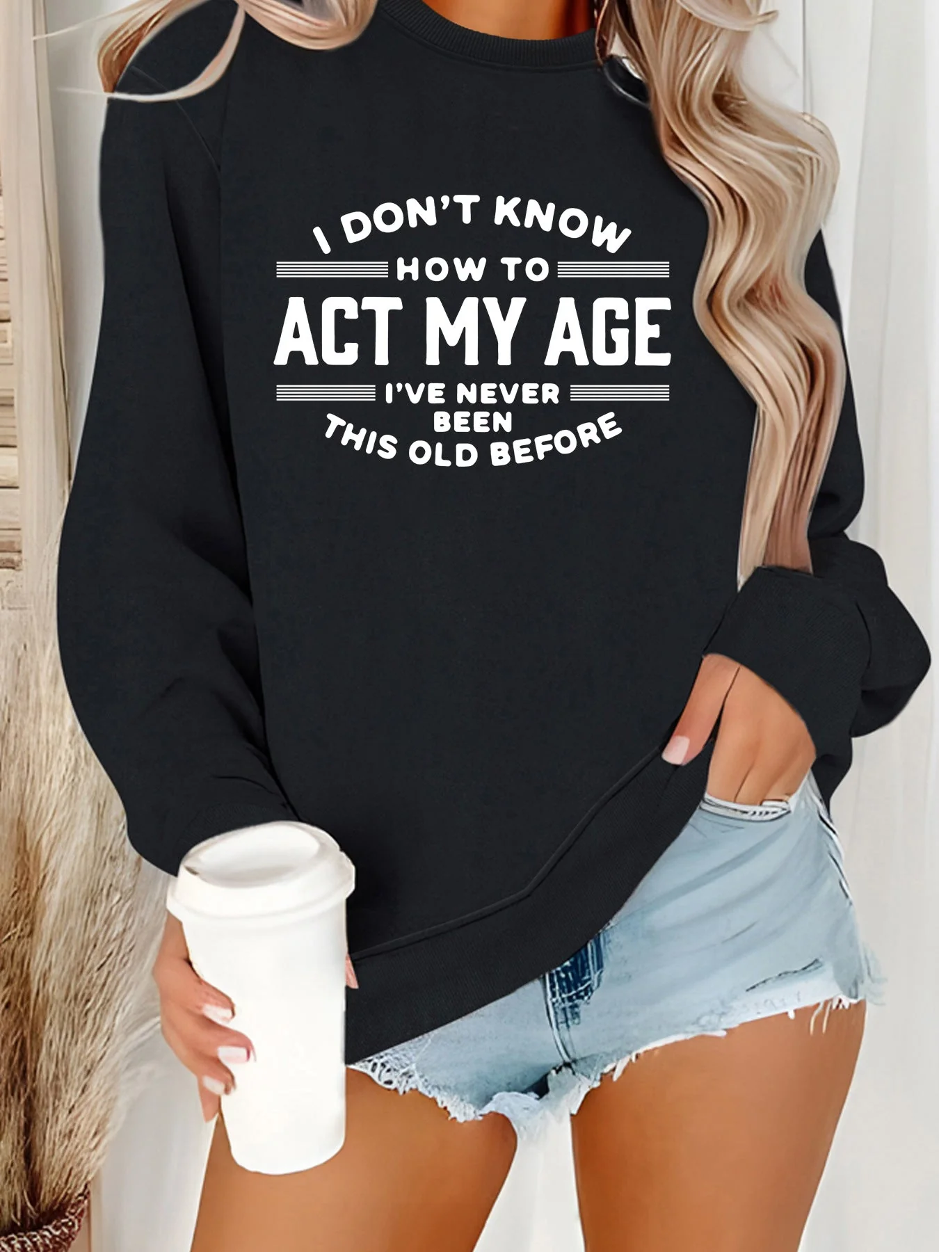 Damen Sweatshirt mit humorvollem Aufdruck und lässigem Schnitt - Image 10
