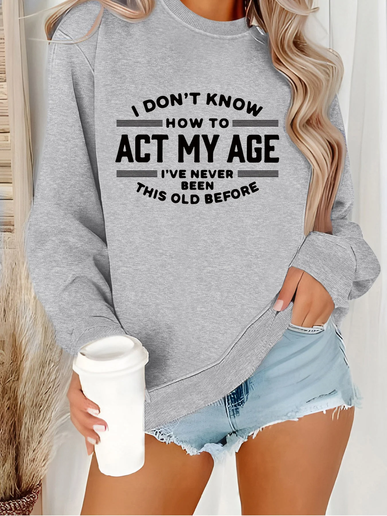 Damen Sweatshirt mit humorvollem Aufdruck und lässigem Schnitt - Image 11