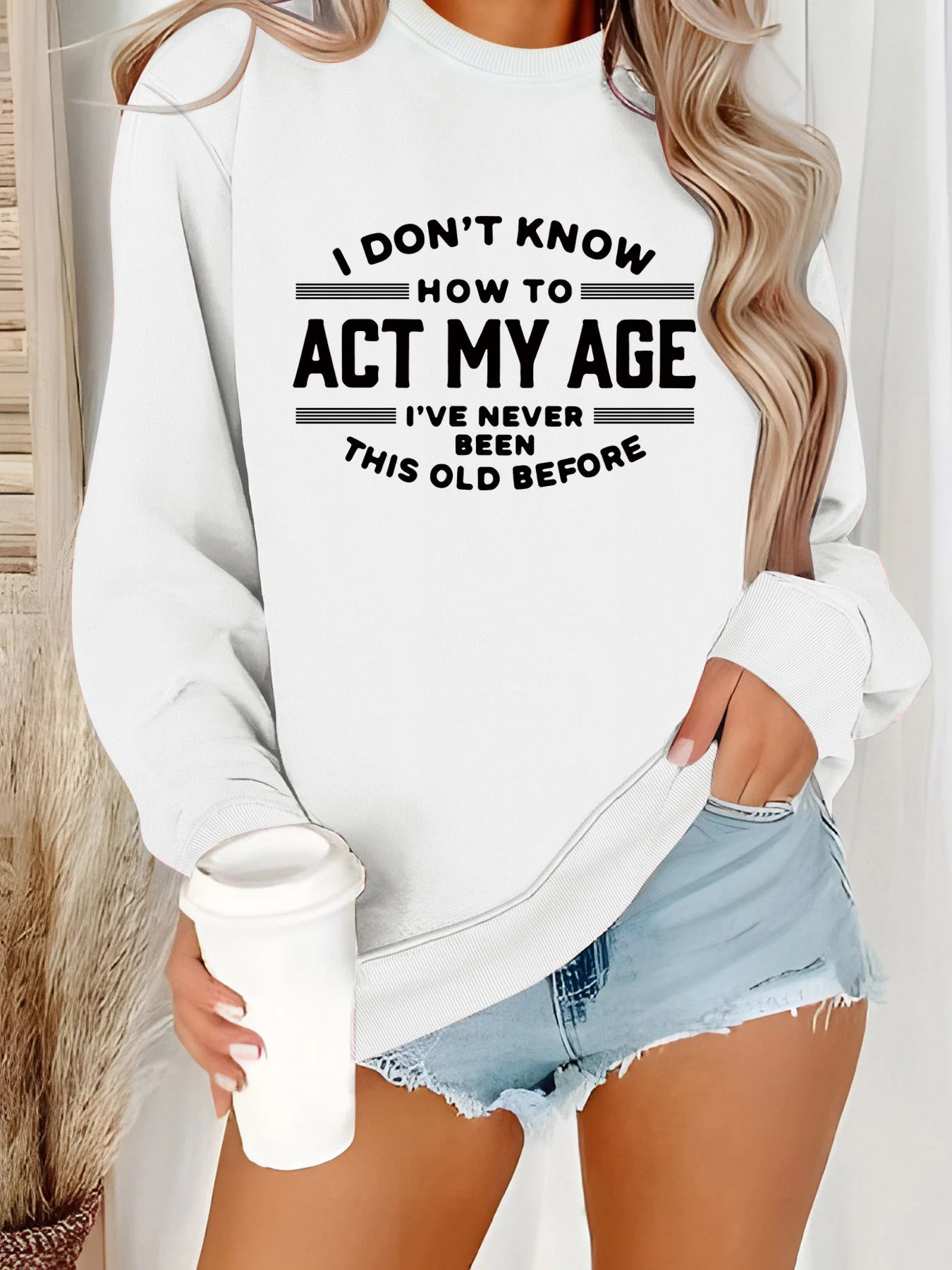 Damen Sweatshirt mit humorvollem Aufdruck und lässigem Schnitt - Image 5