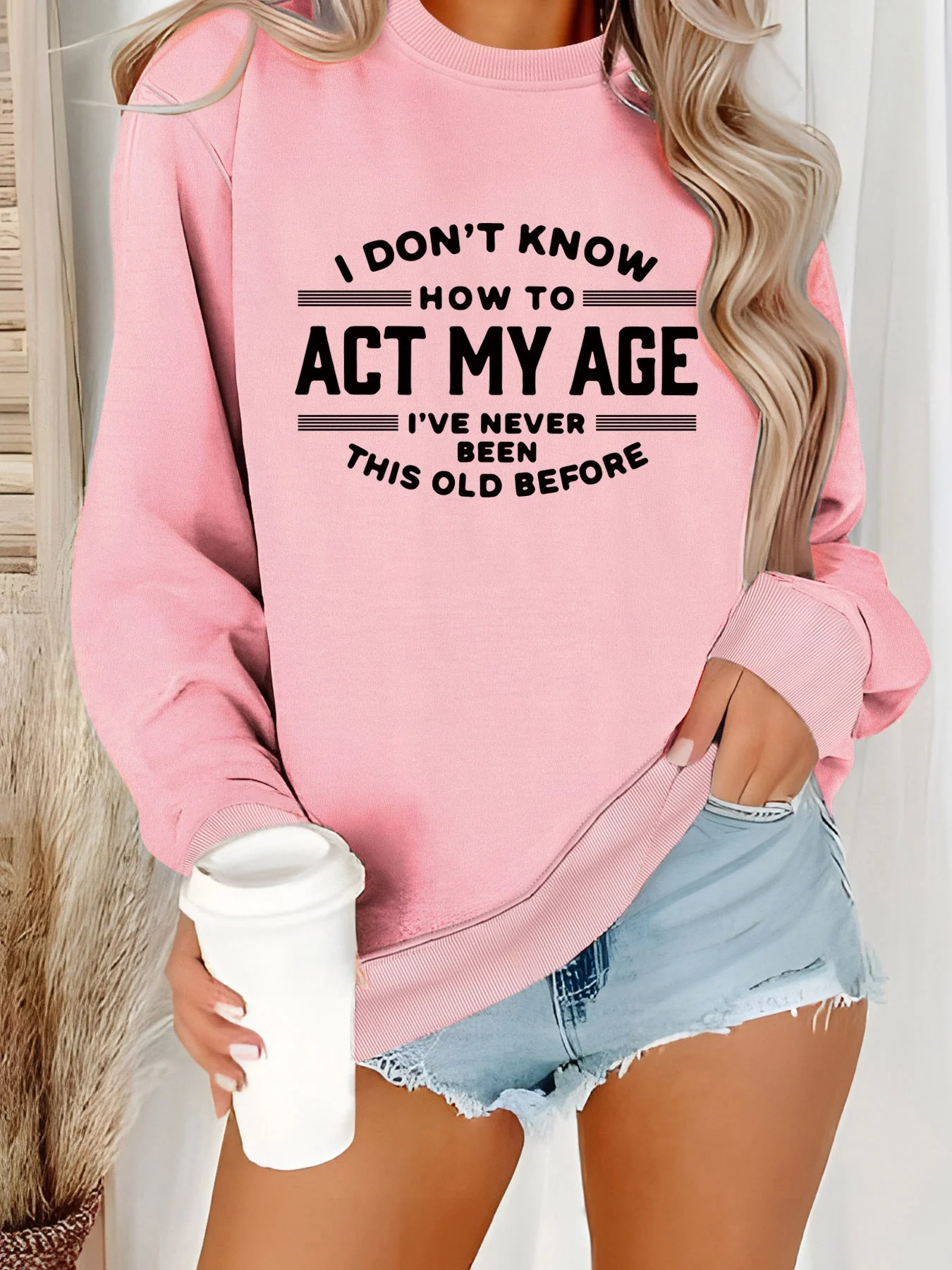 Damen Sweatshirt mit humorvollem Aufdruck und lässigem Schnitt - Image 6