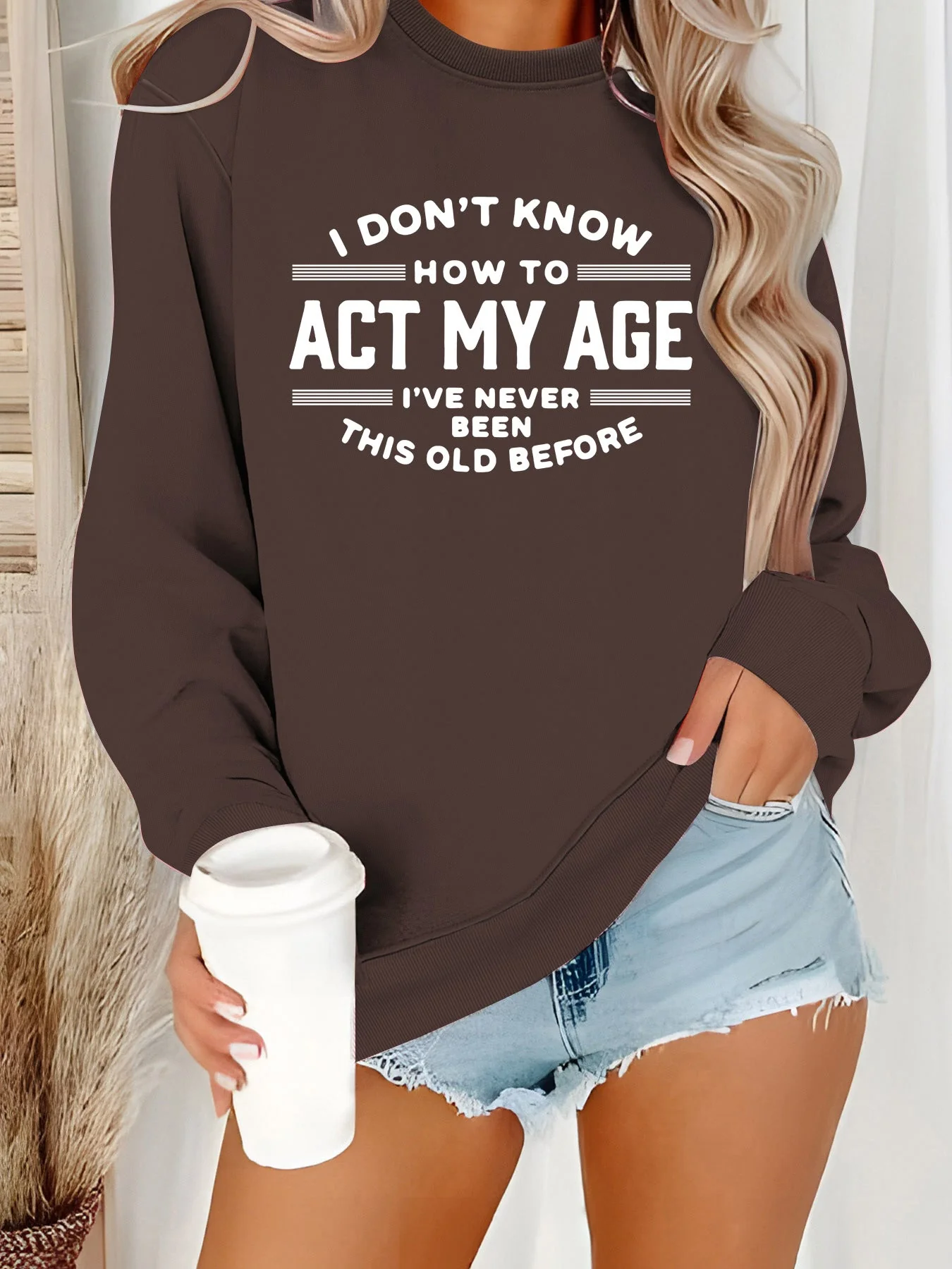 Damen Sweatshirt mit humorvollem Aufdruck und lässigem Schnitt - Image 7