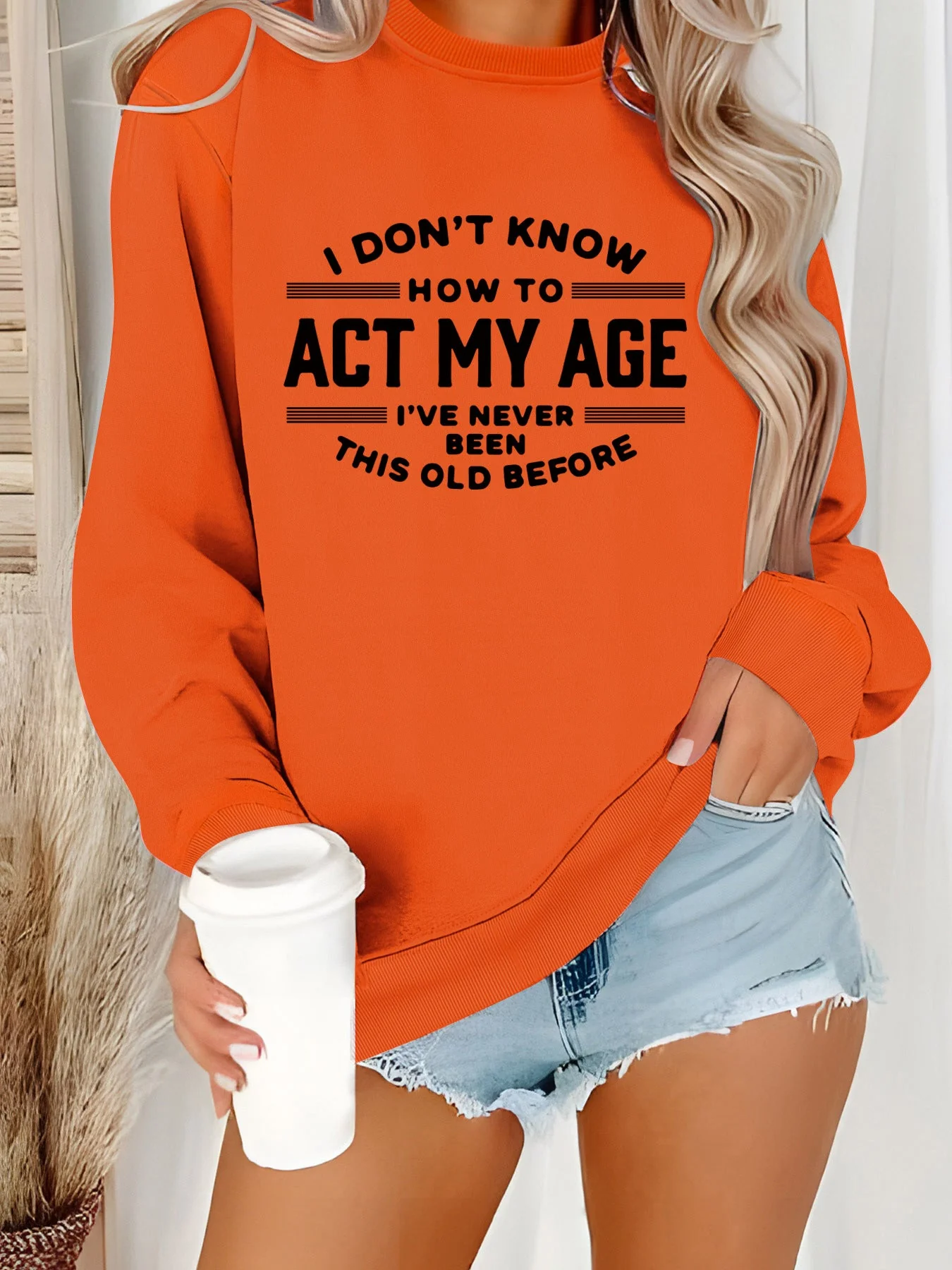 Damen Sweatshirt mit humorvollem Aufdruck und lässigem Schnitt - Image 8