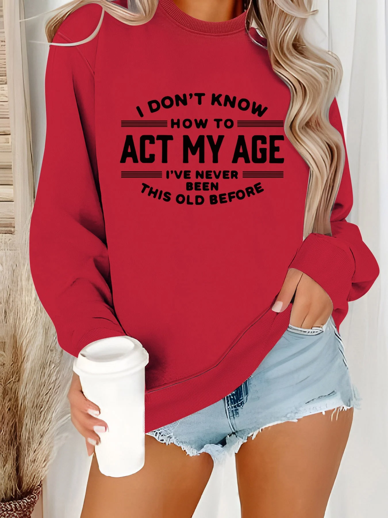 Damen Sweatshirt mit humorvollem Aufdruck und lässigem Schnitt - Image 9