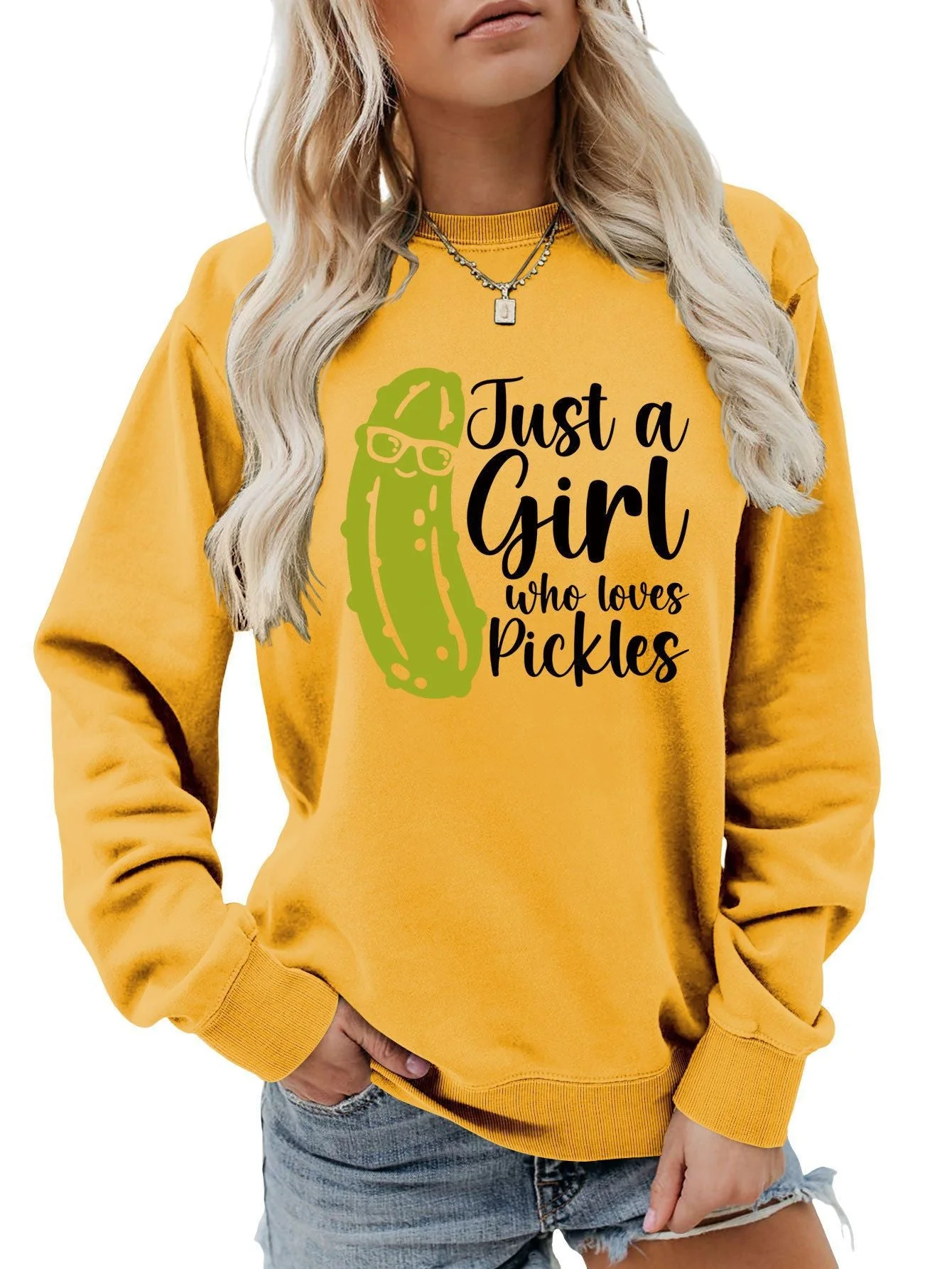 Damen Sweatshirt mit humorvollem Gurkenmotiv und lässigem Schnitt - Image 11