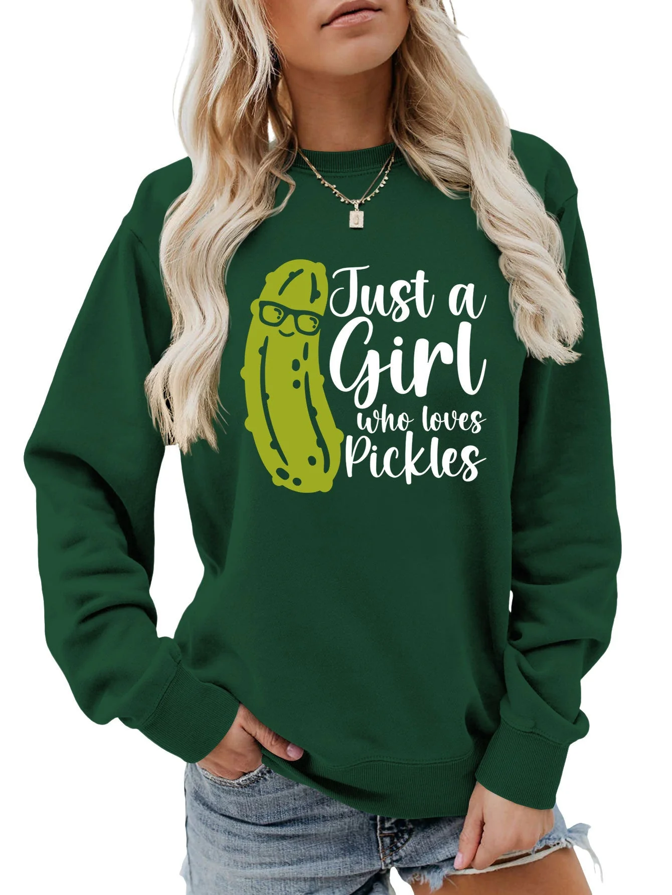 Damen Sweatshirt mit humorvollem Gurkenmotiv und lässigem Schnitt - Image 12
