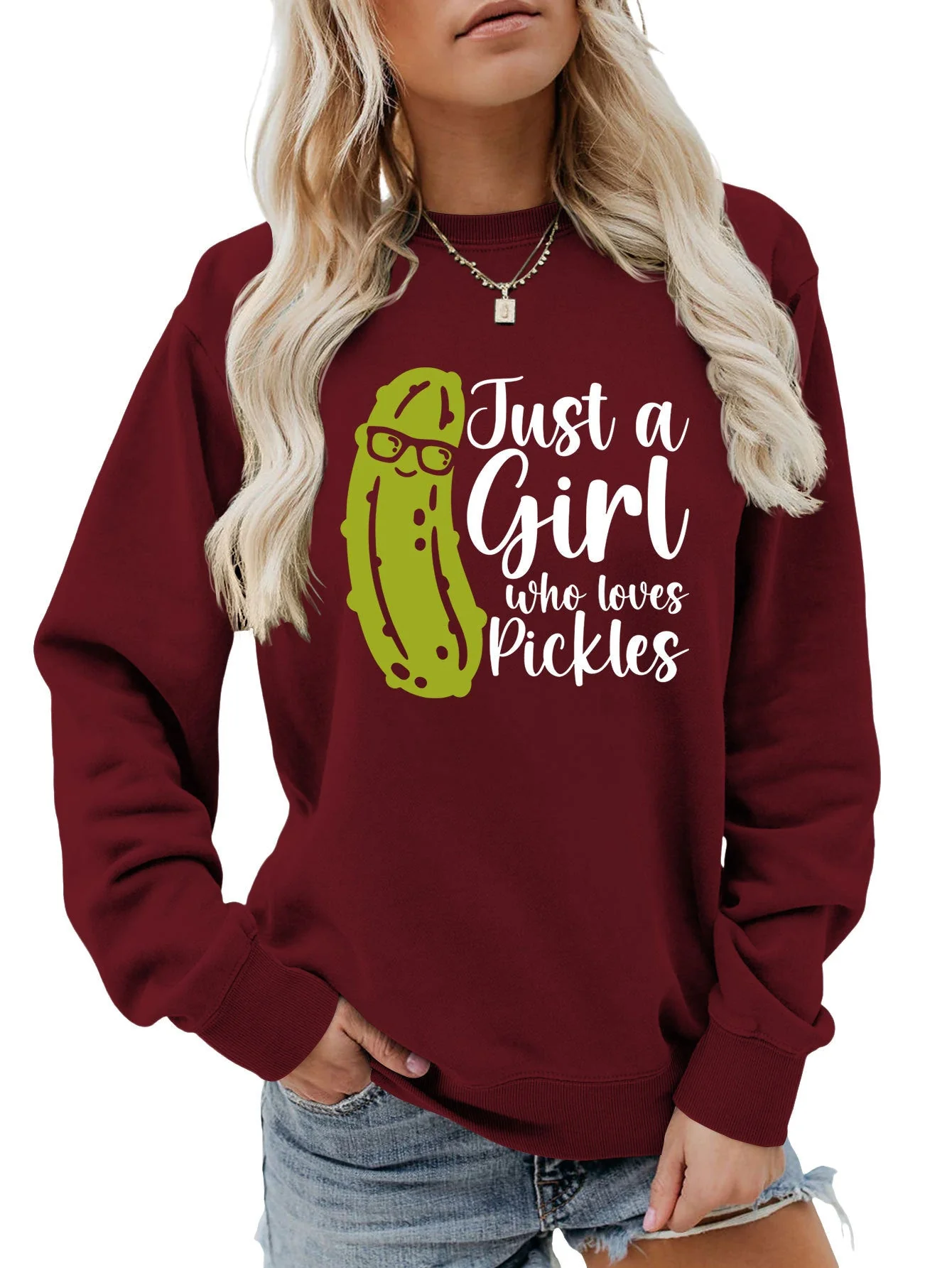 Damen Sweatshirt mit humorvollem Gurkenmotiv und lässigem Schnitt - Image 13