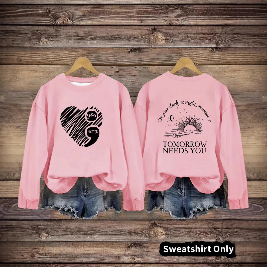 Damen Sweatshirt mit inspirierendem Aufdruck und grossem Herzmotiv - Image 2