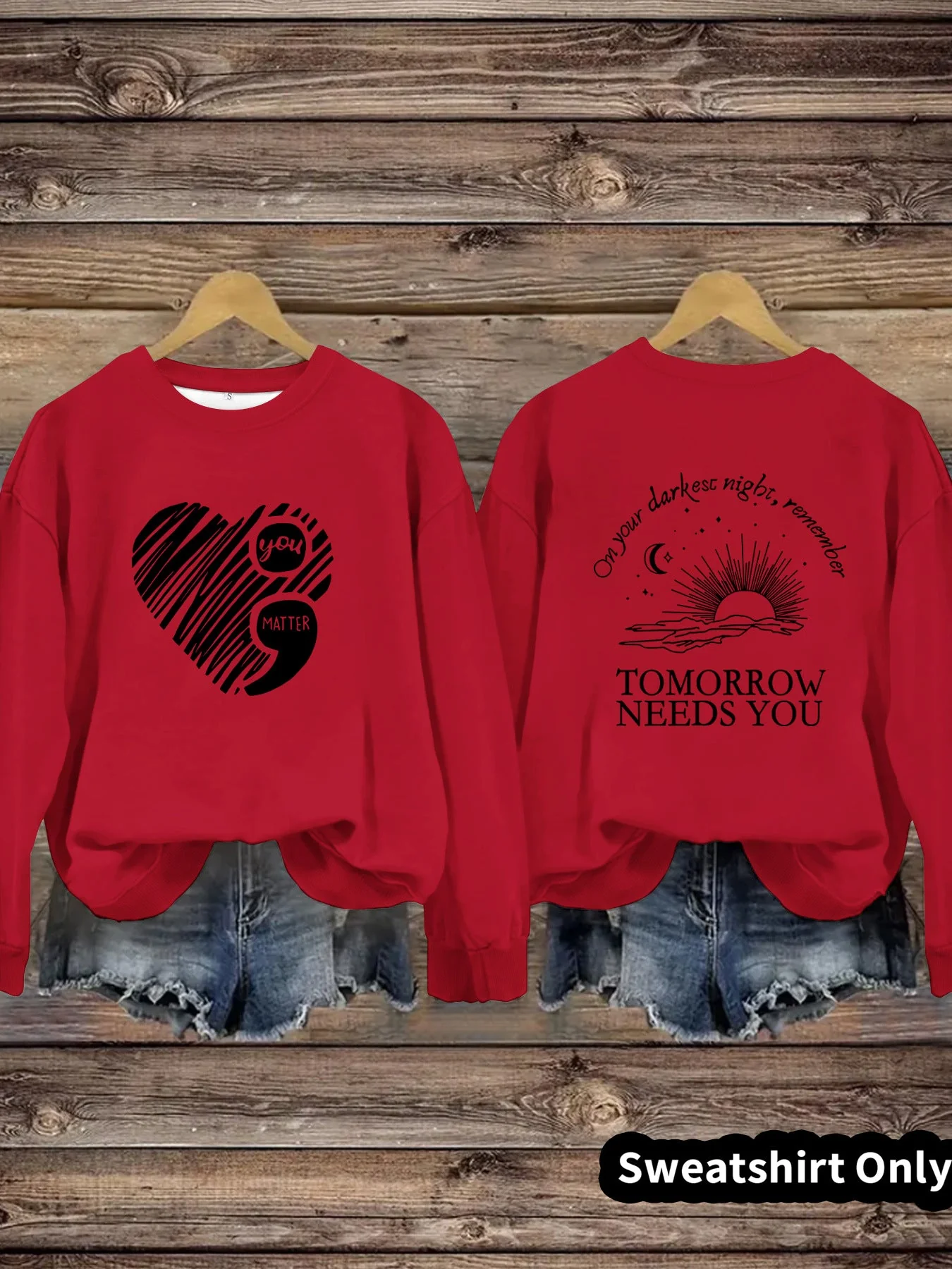 Damen Sweatshirt mit inspirierendem Aufdruck und grossem Herzmotiv - Image 5