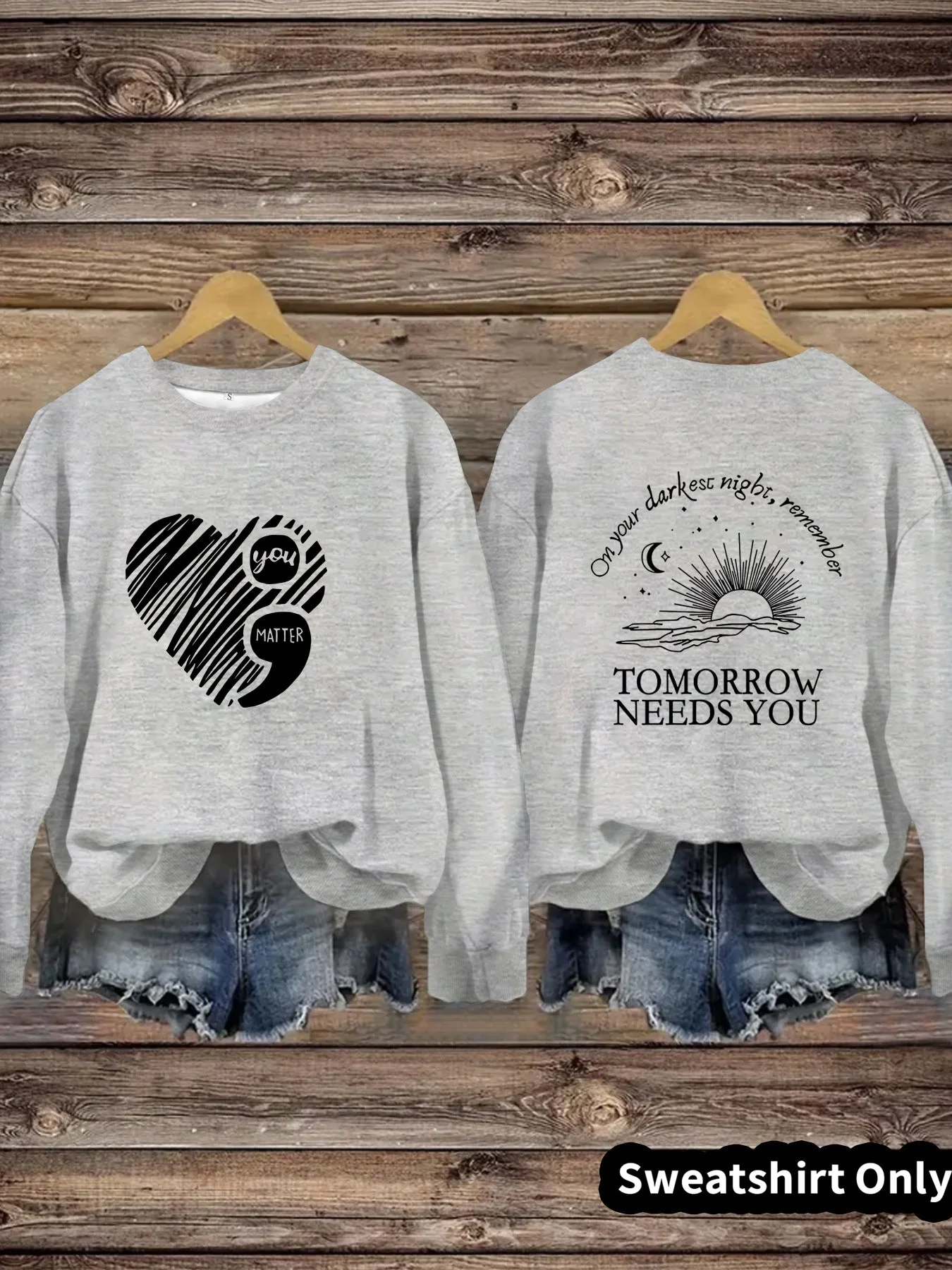 Damen Sweatshirt mit inspirierendem Aufdruck und grossem Herzmotiv - Image 7