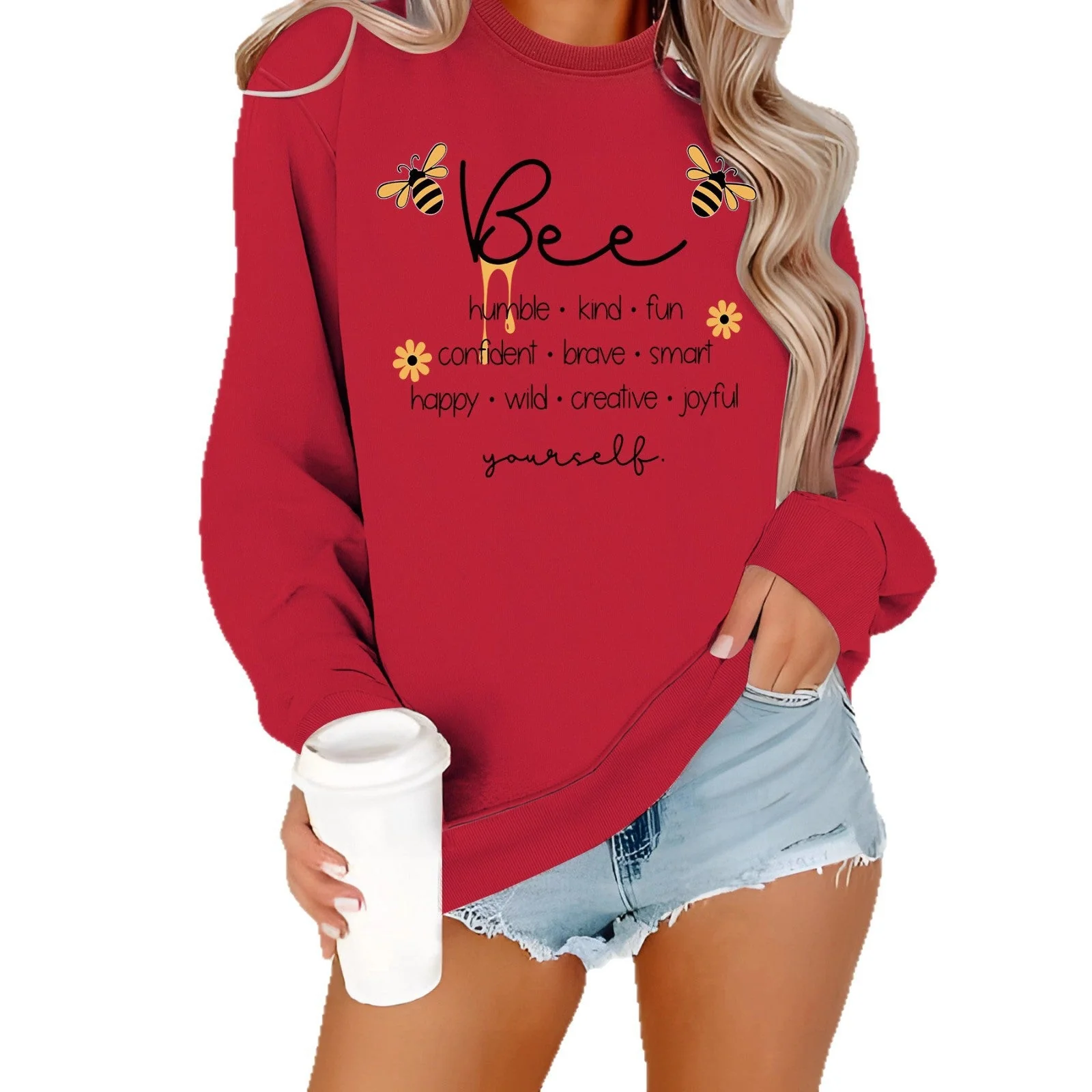 Damen Sweatshirt mit inspirierendem Bienenmotiv und positiven Affirmationen - Image 4