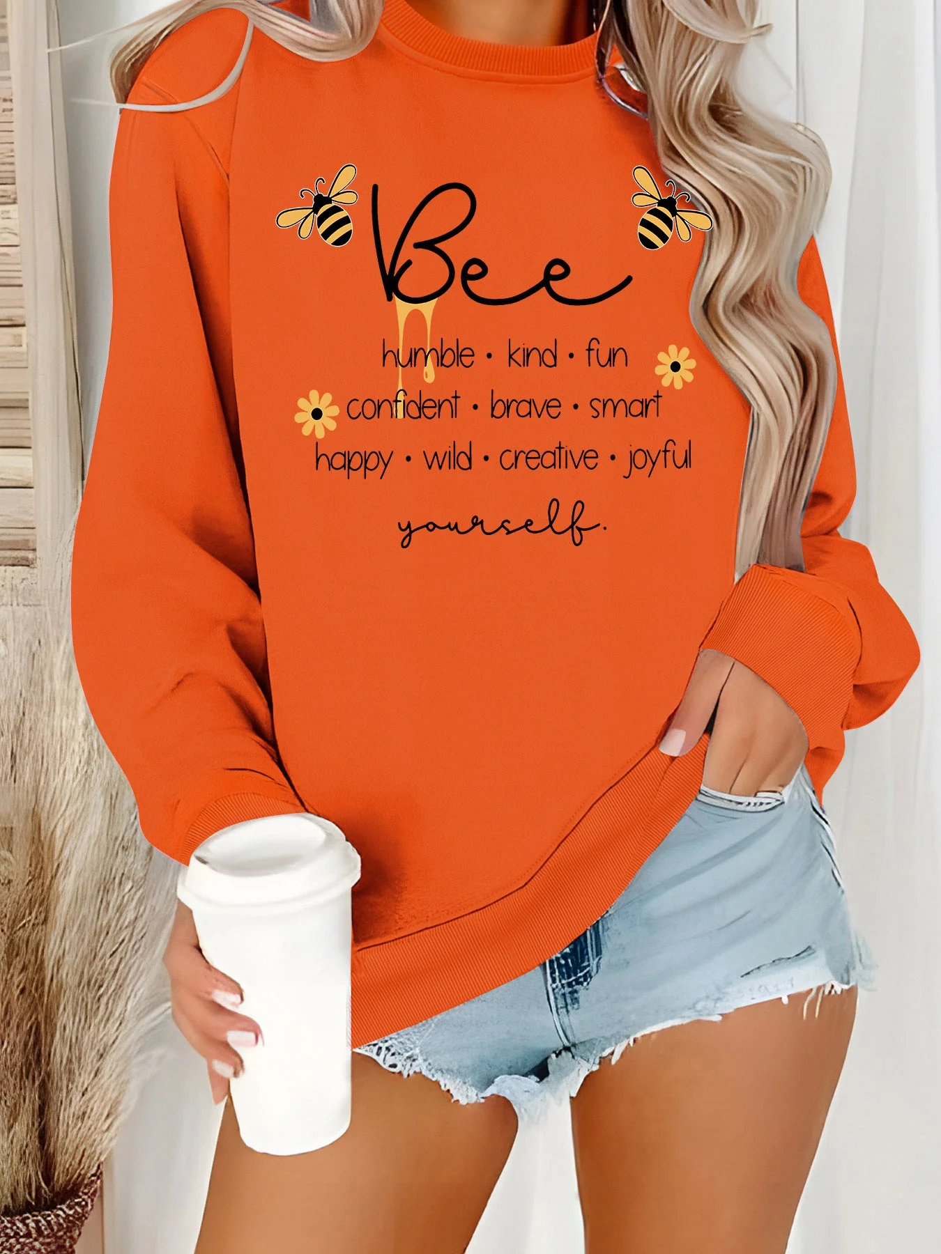 Damen Sweatshirt mit inspirierendem Bienenmotiv und positiven Affirmationen - Image 8