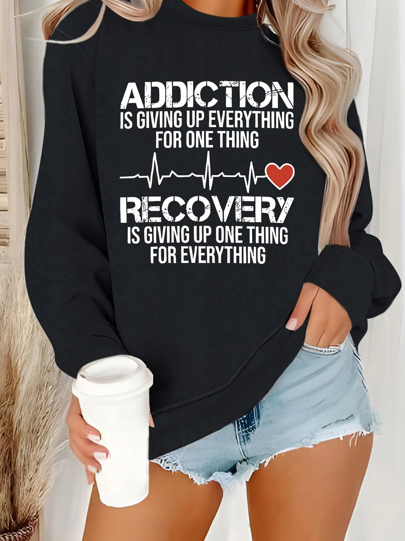 Damen Sweatshirt mit inspirierendem Druck und lässigem Schnitt - Image 10