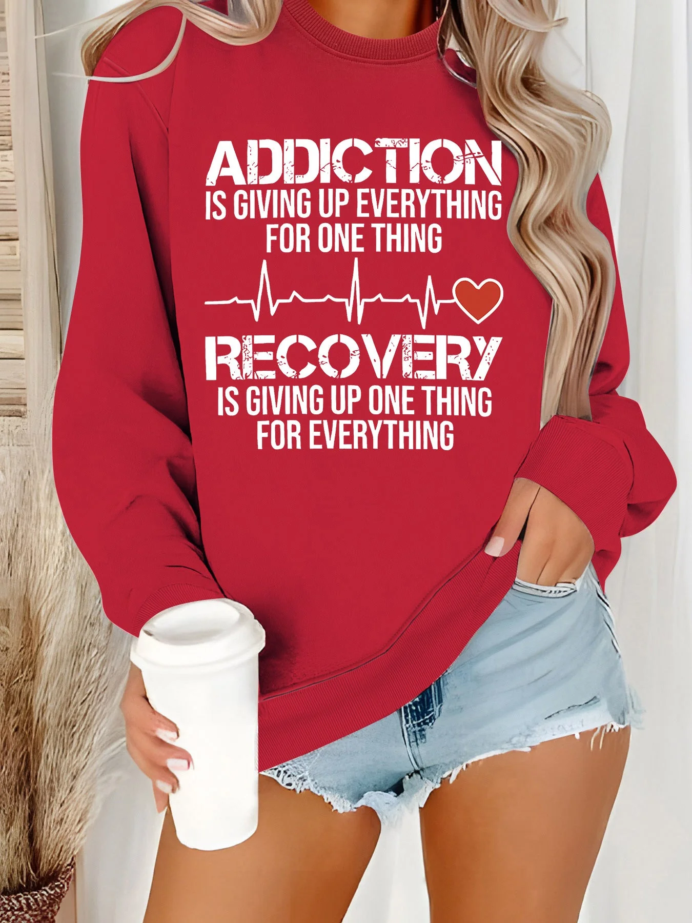Damen Sweatshirt mit inspirierendem Druck und lässigem Schnitt - Image 5