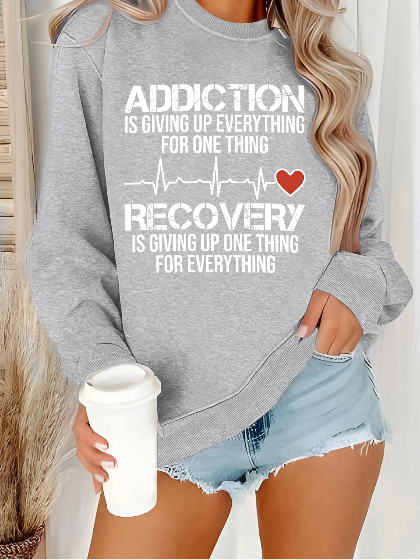 Damen Sweatshirt mit inspirierendem Druck und lässigem Schnitt - Image 7