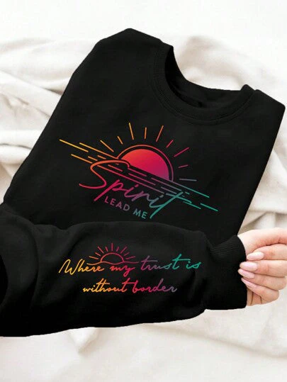 Damen Sweatshirt mit inspirierendem Druck und weich fließendem Stoff - Image 5