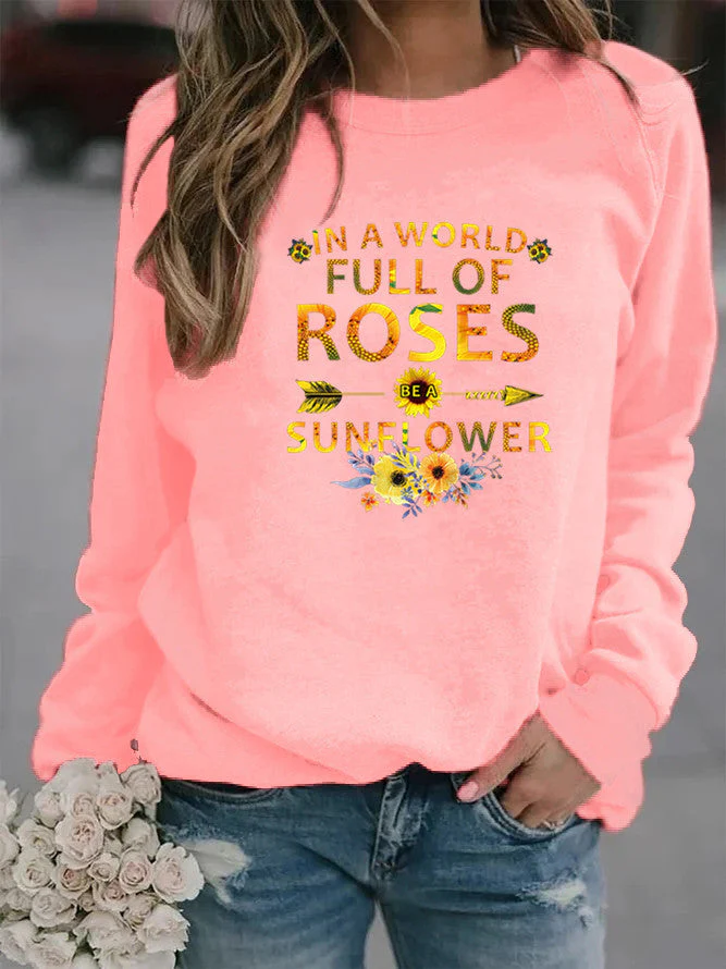 Damen Sweatshirt mit inspirierendem Motiv und Blumenverzierung - Image 5