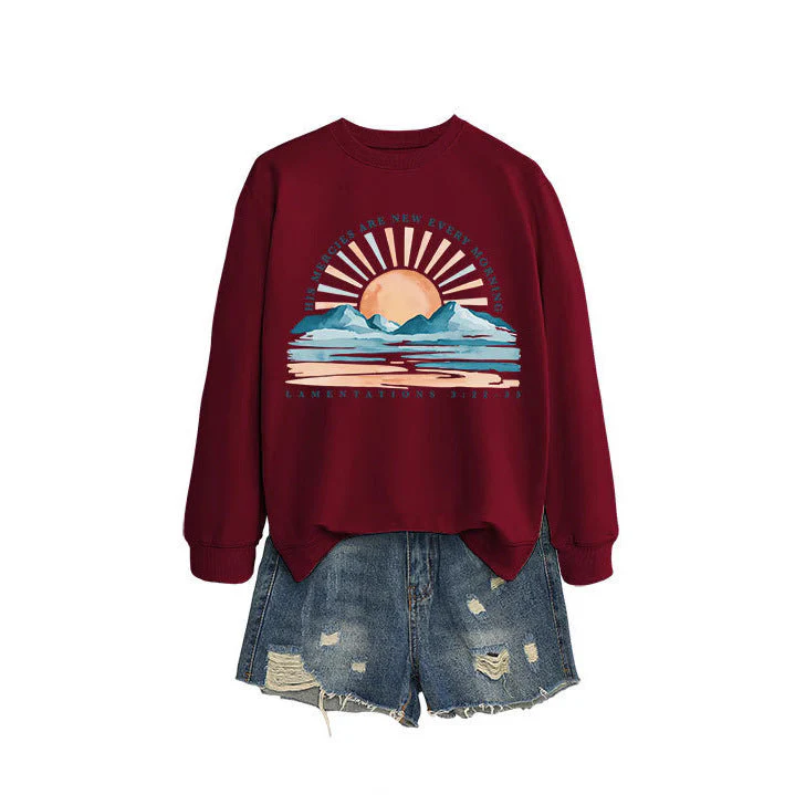 Damen Sweatshirt mit inspirierendem Sonnenaufgangsdesign und lässigem Schnitt