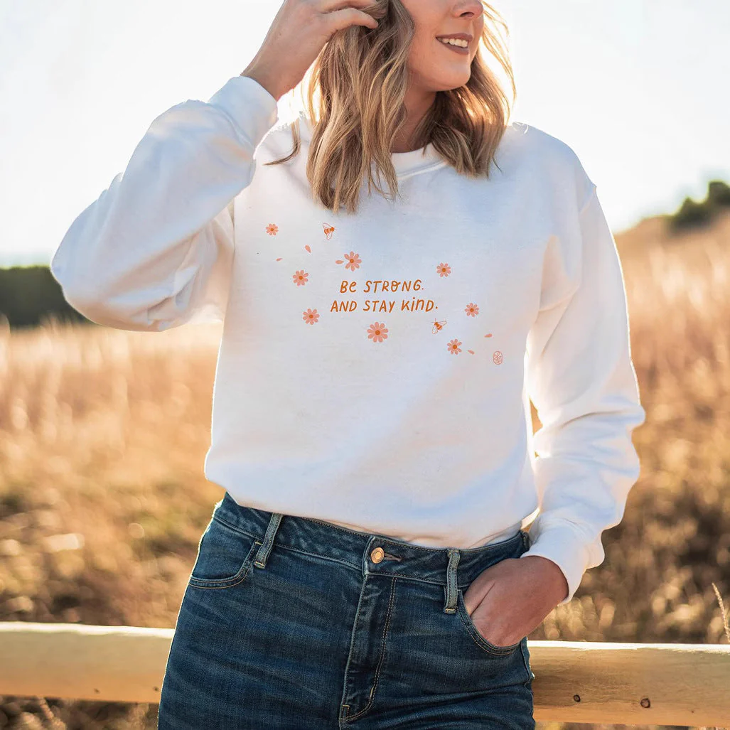 Damen Sweatshirt mit inspirierender Botschaft und floralem Design