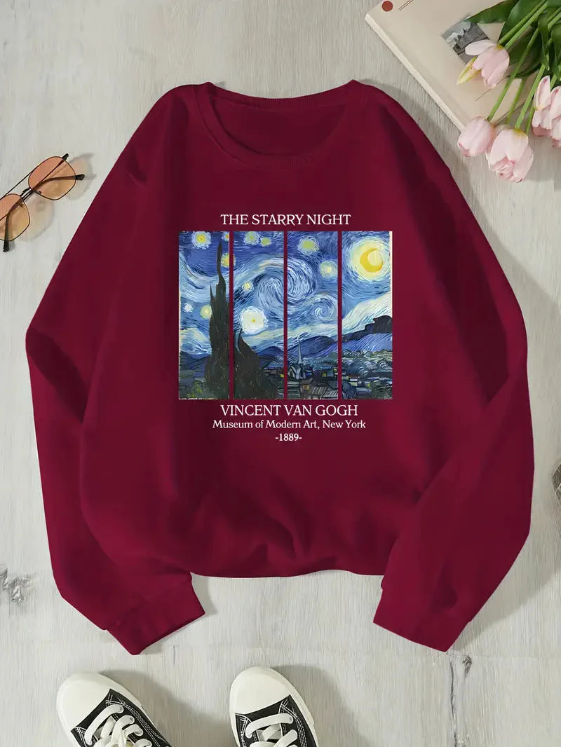 Damen Sweatshirt mit klassischem Van Gogh Kunstmotiv - Image 6