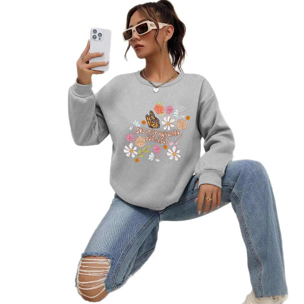 Damen Sweatshirt mit kreativem Floraldesign und inspirierendem Aufdruck - Image 4