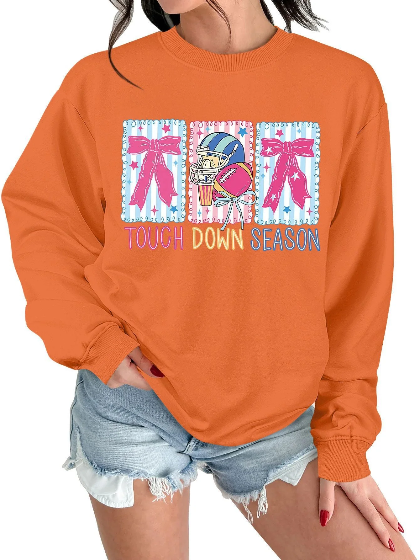 Damen Sweatshirt mit kreativem Football-Motiv und lässigem Schnitt - Image 13