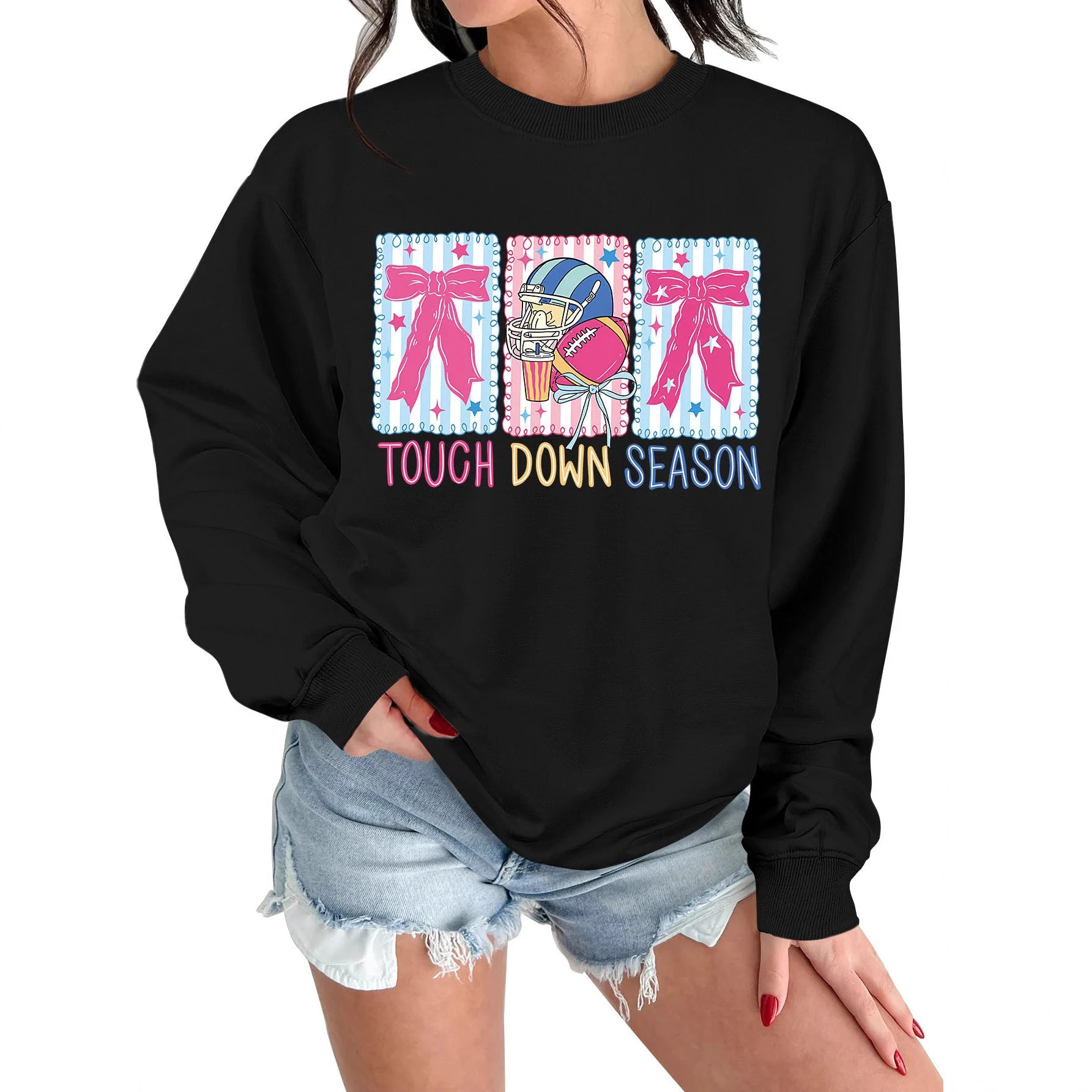 Damen Sweatshirt mit kreativem Football-Motiv und lässigem Schnitt - Image 2