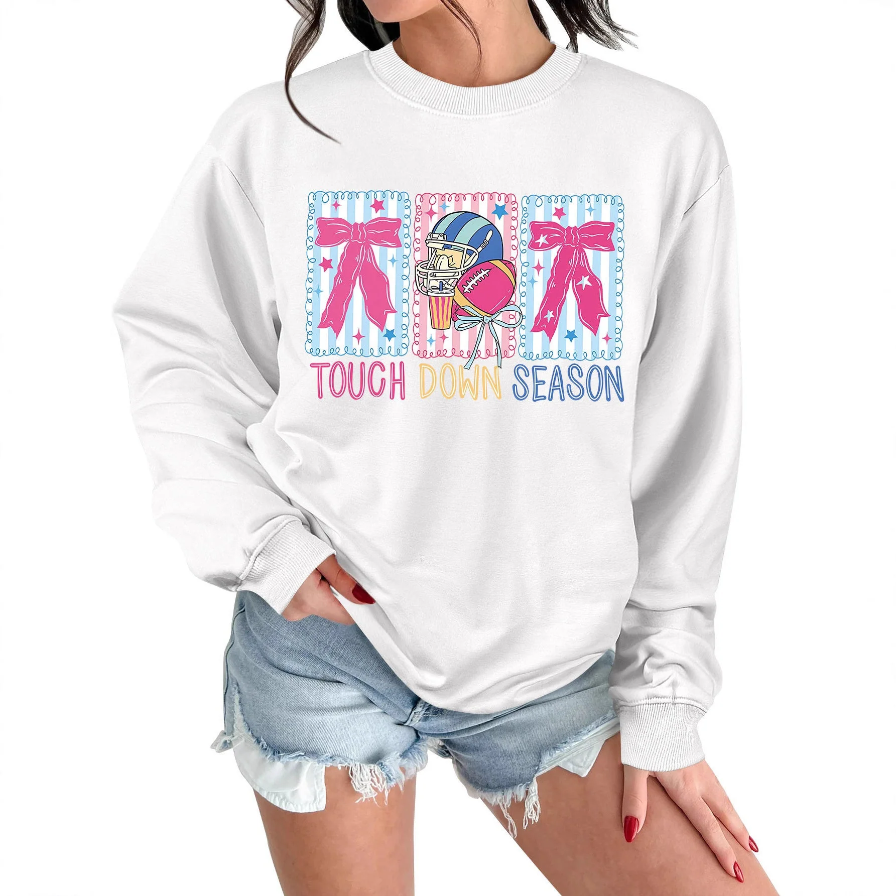 Damen Sweatshirt mit kreativem Football-Motiv und lässigem Schnitt - Image 3