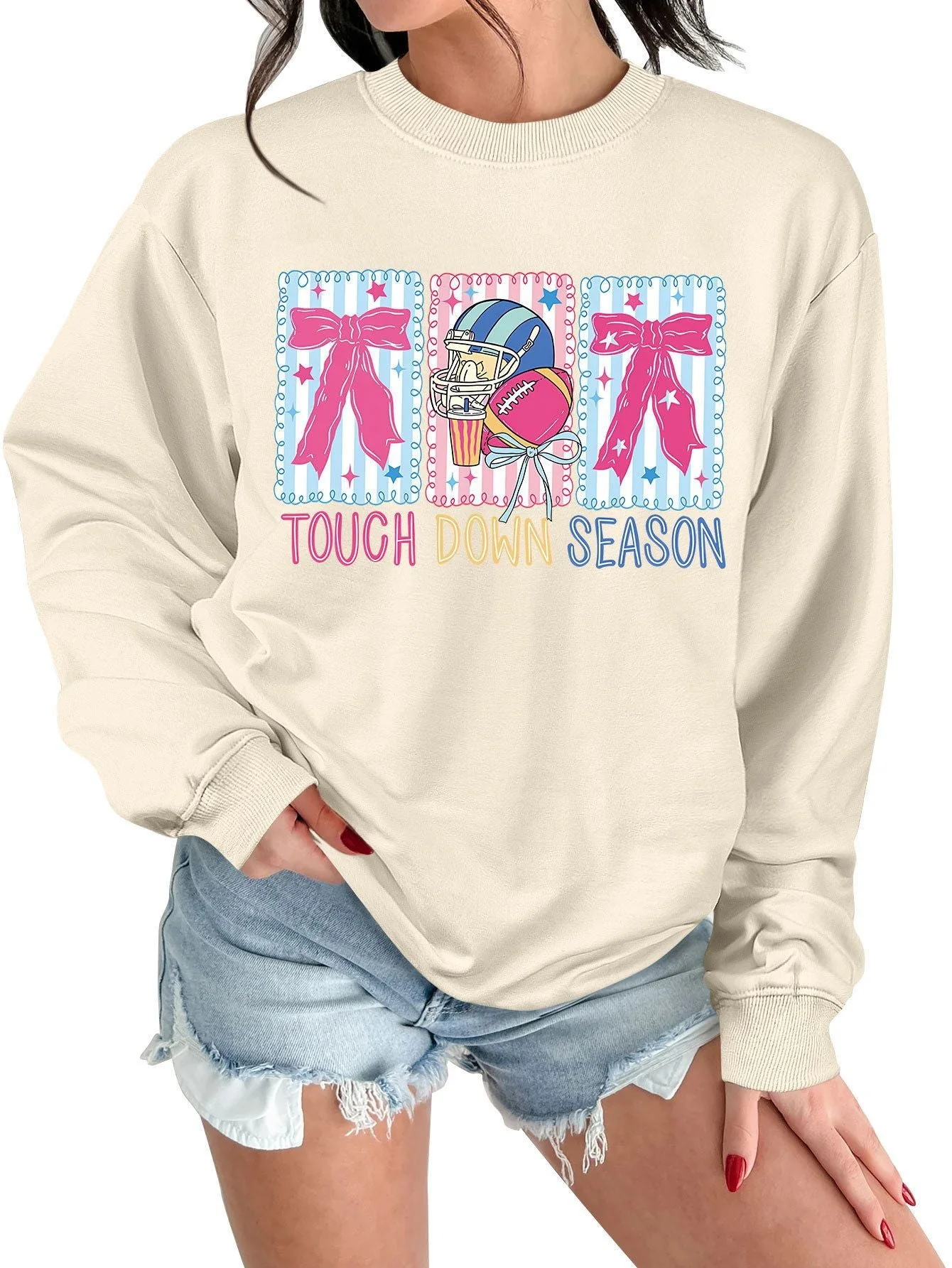 Damen Sweatshirt mit kreativem Football-Motiv und lässigem Schnitt - Image 7
