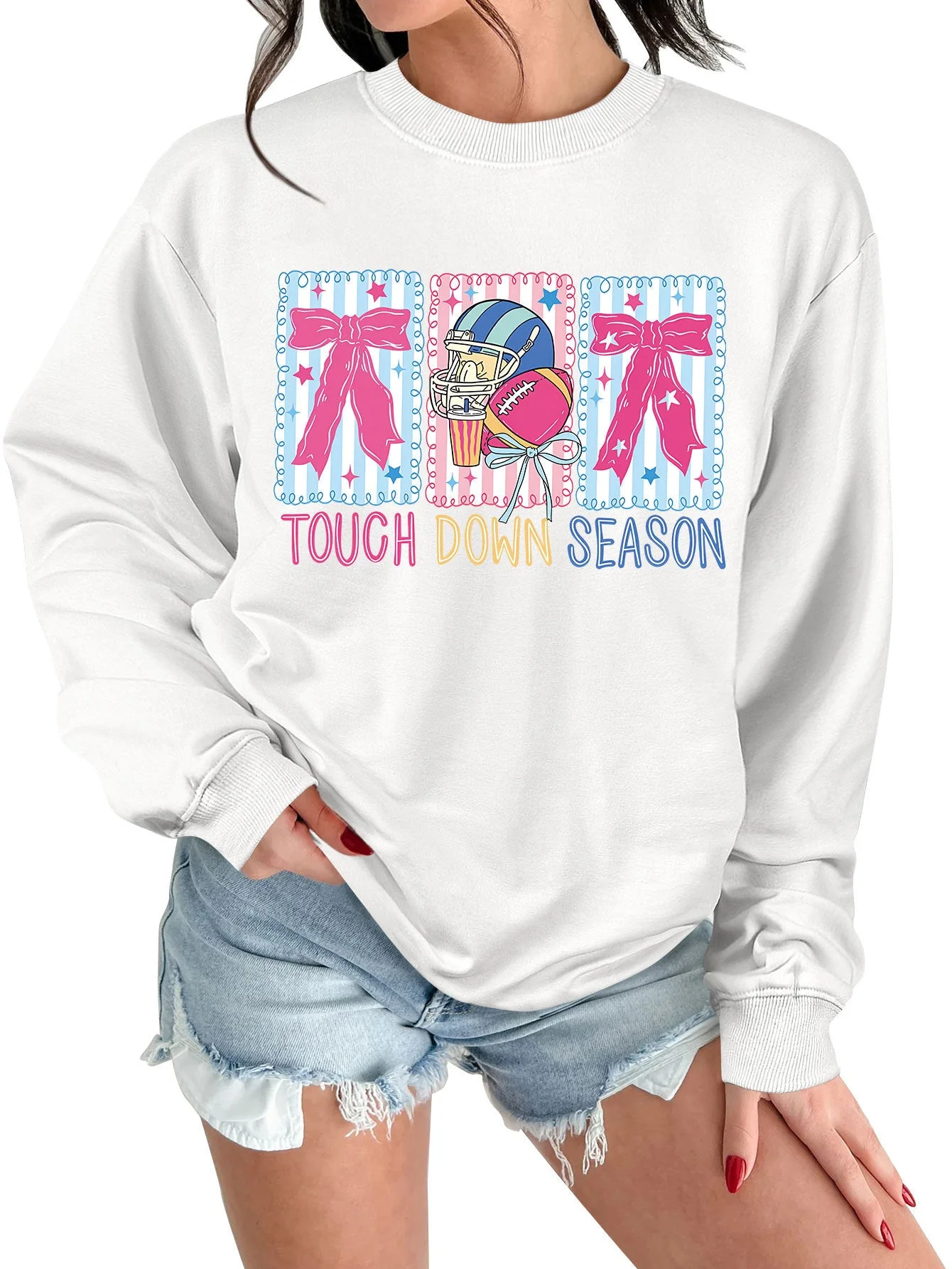 Damen Sweatshirt mit kreativem Football-Motiv und lässigem Schnitt - Image 9