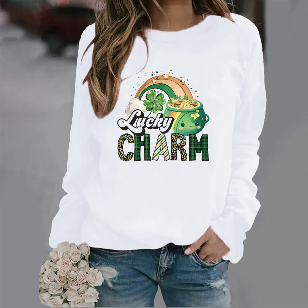 Damen Sweatshirt mit kreativem Glücks-Motiv - Image 11
