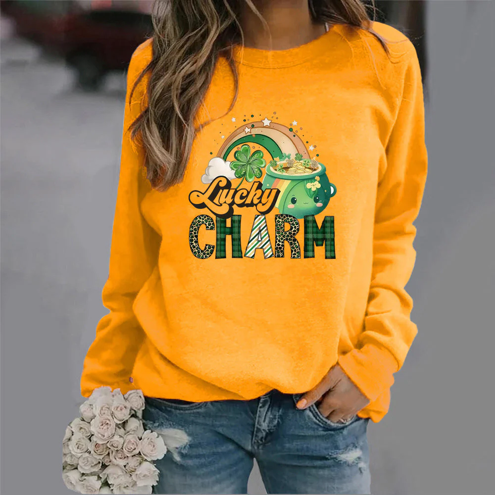 Damen Sweatshirt mit kreativem Glücks-Motiv - Image 6