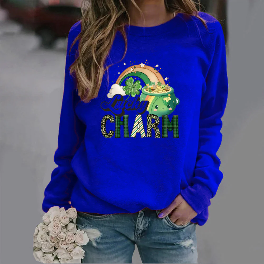 Damen Sweatshirt mit kreativem Glücks-Motiv - Image 7