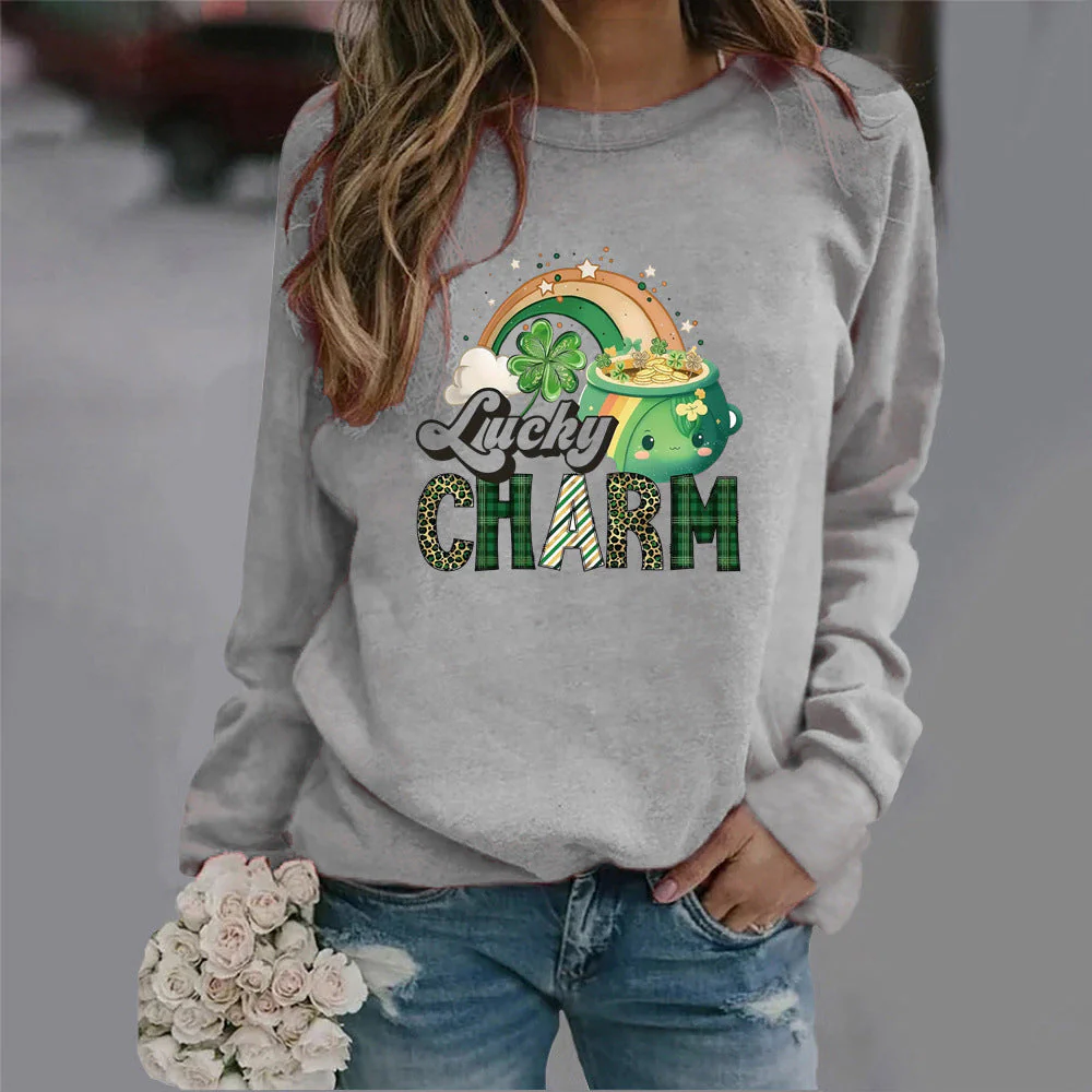 Damen Sweatshirt mit kreativem Glücks-Motiv - Image 8