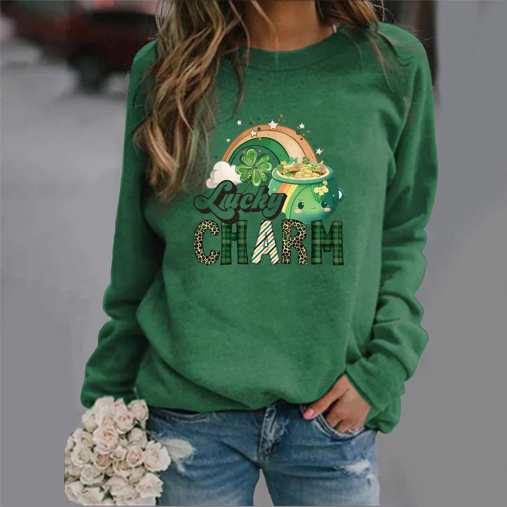 Damen Sweatshirt mit kreativem Glücks-Motiv - Image 9